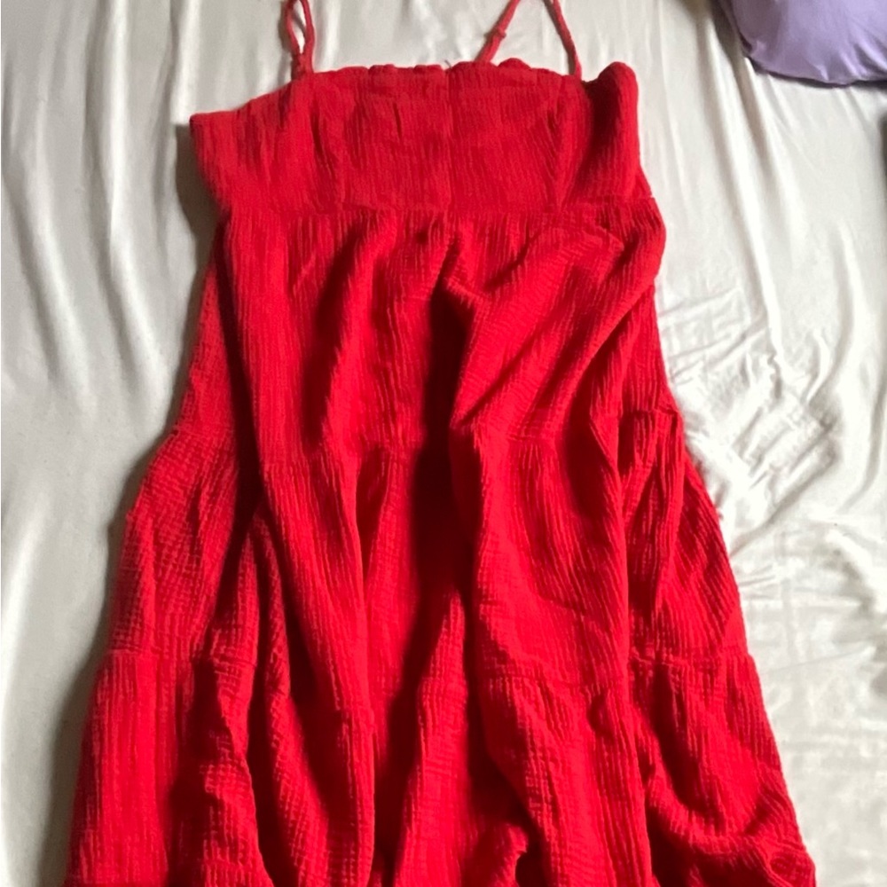Red flowy sundress